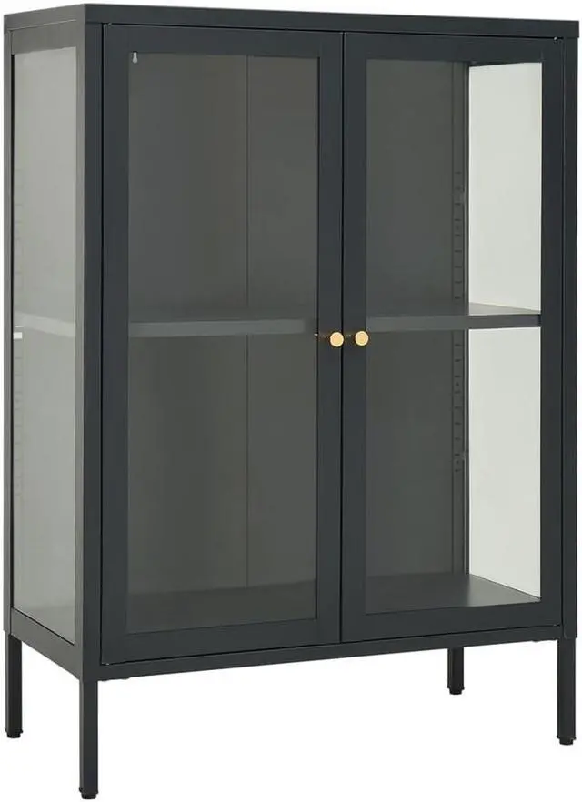 Alt view image 15 of 18 - vidaXL Sideboard Side Table End Table for Living Room Anthracite Steel and Glass