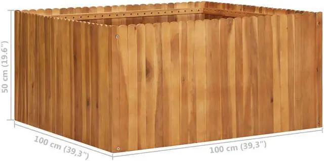 Alt view image 2 of 10 - vidaXL Solid Acacia Wood Garden Raised Bed Outdoor Wooden Planter Flower Box