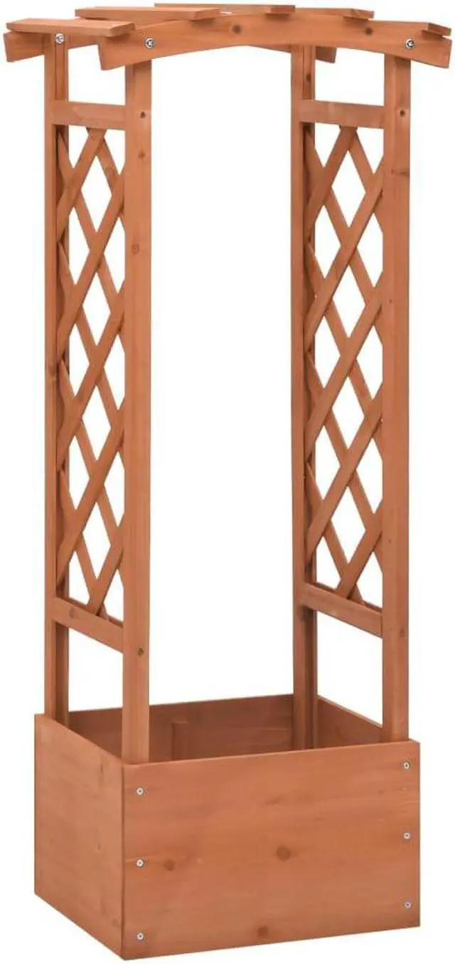 Alt view image 9 of 16 - vidaXL Planter Flower Box with Arch Trellis Raised Bed Planter Solid Firwood