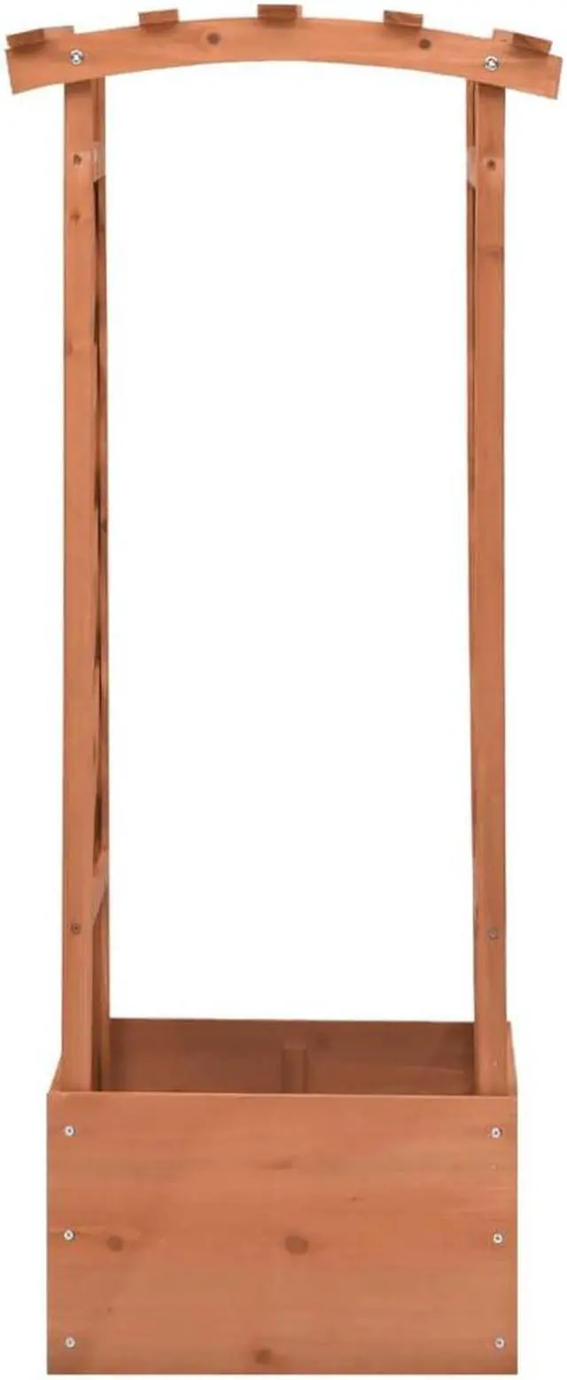 Alt view image 10 of 16 - vidaXL Planter Flower Box with Arch Trellis Raised Bed Planter Solid Firwood
