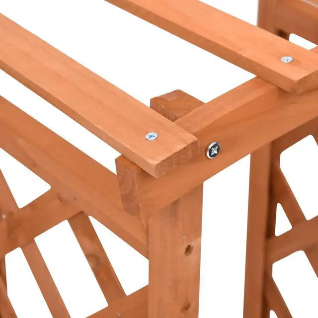 Alt view image 12 of 16 - vidaXL Planter Flower Box with Arch Trellis Raised Bed Planter Solid Firwood