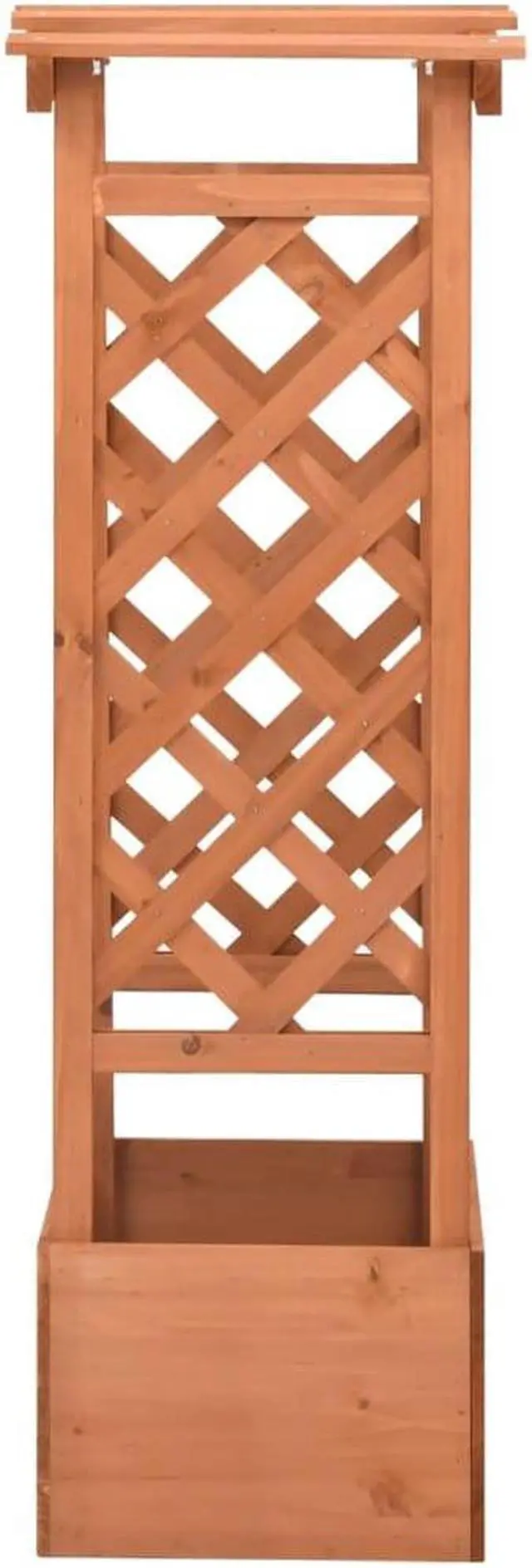 Alt view image 11 of 16 - vidaXL Planter Flower Box with Arch Trellis Raised Bed Planter Solid Firwood
