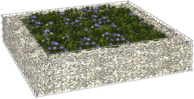 Alt view image 10 of 16 - vidaXL Gabion Raised Bed Galvanized Steel 39.4" Outdoor Patio Basket Planter
