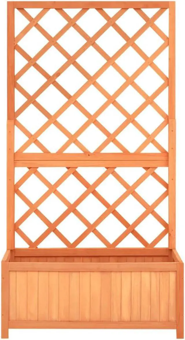 Alt view image 12 of 18 - vidaXL Planter Flower Box Trellis Raised Bed Outdoor Planter Solid Firwood