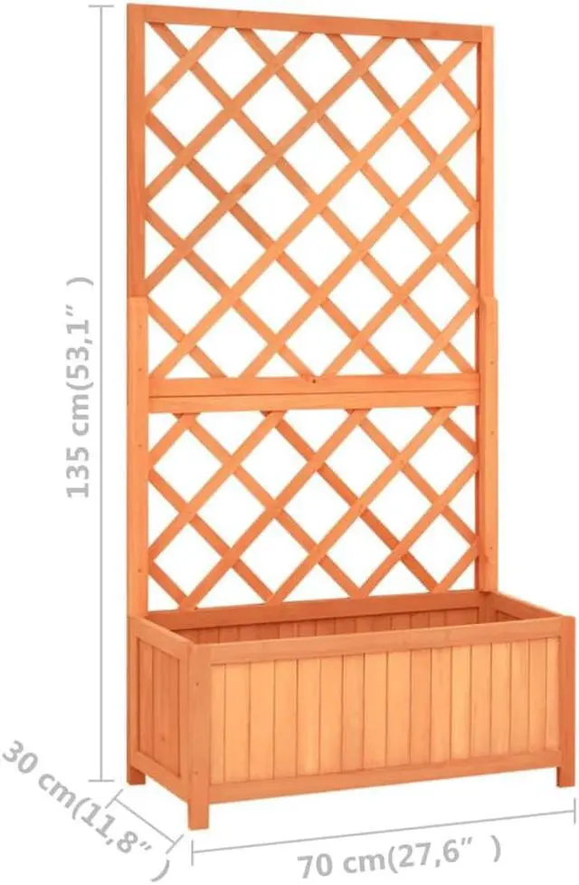 Alt view image 3 of 18 - vidaXL Planter Flower Box Trellis Raised Bed Outdoor Planter Solid Firwood