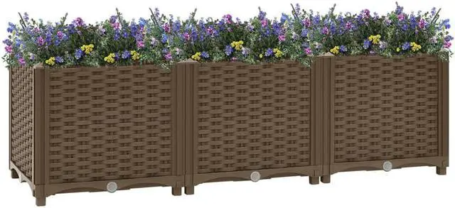 Alt view image 14 of 17 - vidaXL Raised Bed 47.2" Polypropylene Outdoor Garden Planter Flower Box Pot