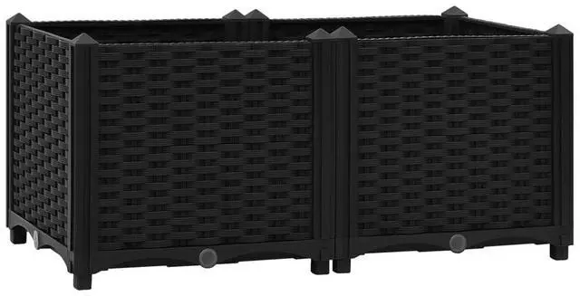 Alt view image 14 of 17 - vidaXL Raised Bed 31.5" Polypropylene Outdoor Garden Planter Flower Box Pot