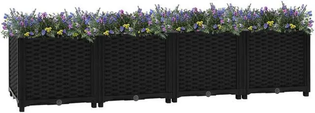 Alt view image 18 of 19 - vidaXL Raised Bed 63" Polypropylene Outdoor Garden Planter Flower Box Pot