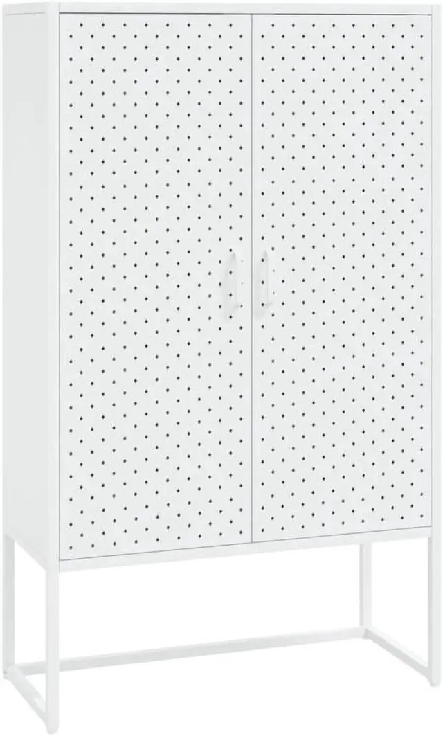 Alt view image 15 of 17 - vidaXL Highboard Side Cabinet Storage File Cabinet for Entryway White Steel