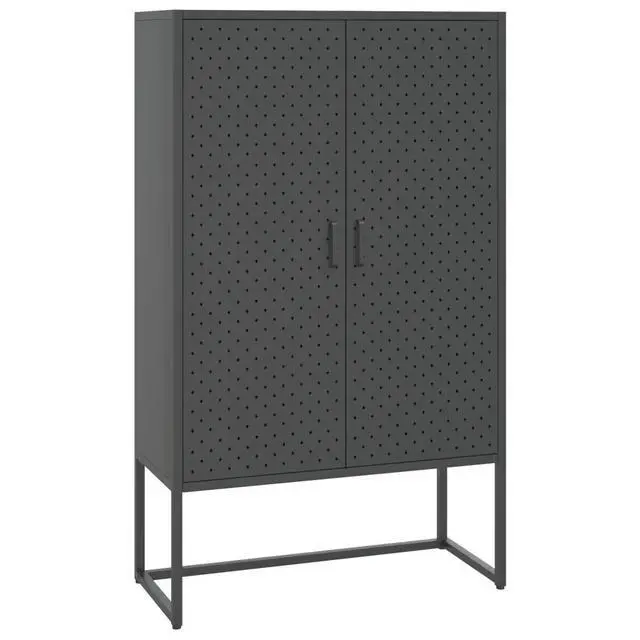 Alt view image 15 of 18 - vidaXL Highboard Anthracite Steel Living Room Storage High Cabinet Furniture