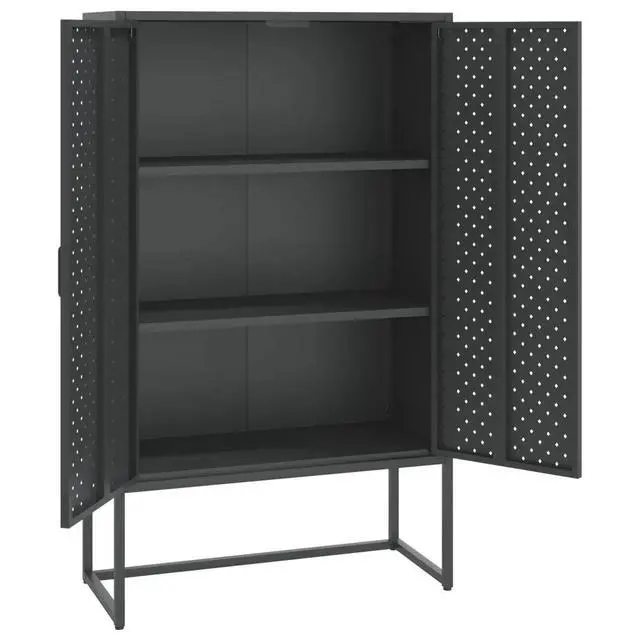 Alt view image 17 of 18 - vidaXL Highboard Anthracite Steel Living Room Storage High Cabinet Furniture