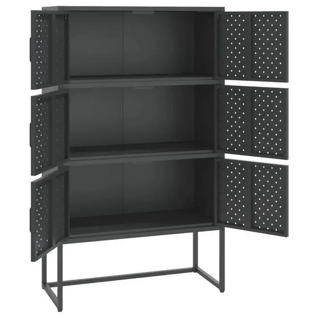 Alt view image 16 of 18 - vidaXL Highboard Anthracite Steel Living Room Storage High Cabinet Furniture