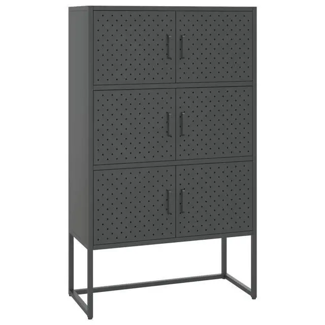 Alt view image 15 of 18 - vidaXL Highboard Anthracite Steel Living Room Storage High Cabinet Furniture