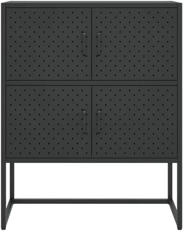 Alt view image 17 of 18 - vidaXL Highboard Black 39.4" Steel Living Room Storage High Cabinet Furniture
