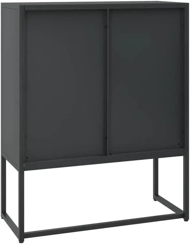Alt view image 7 of 18 - vidaXL Highboard Black 39.4" Steel Living Room Storage High Cabinet Furniture