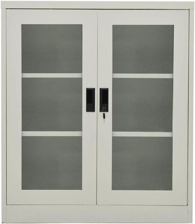 Alt view image 13 of 15 - vidaXL Office Cabinet Storage Cabinet Home Display Cabinet Light Gray Steel