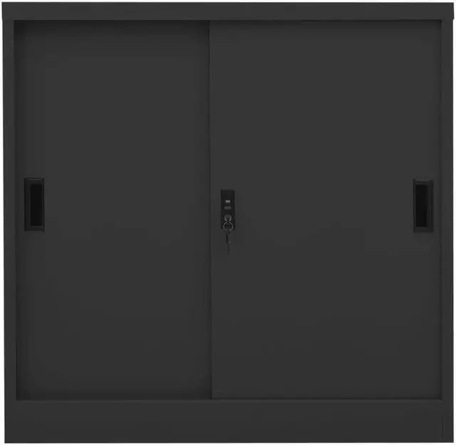Alt view image 14 of 18 - vidaXL Office Cabinet with Sliding Door Anthracite 35.4" Steel Side Cabinet