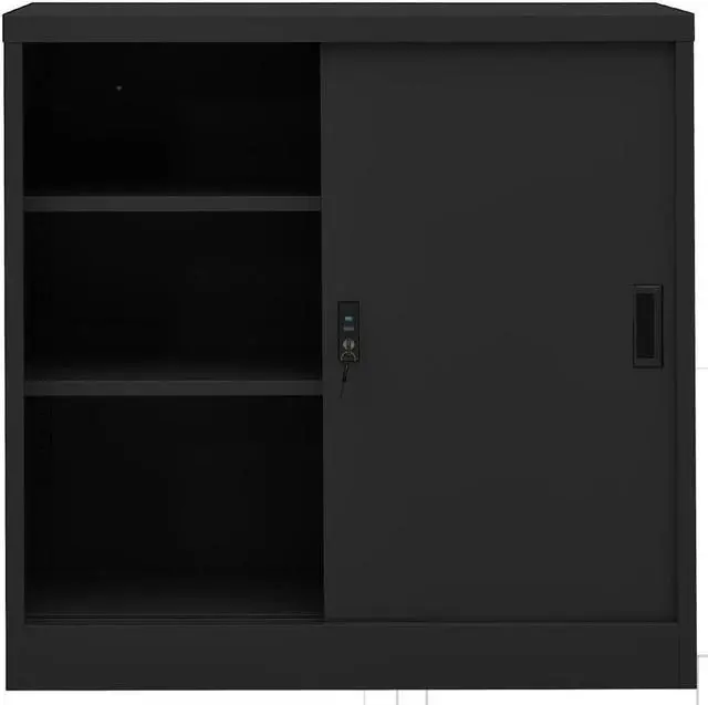 Alt view image 15 of 18 - vidaXL Office Cabinet with Sliding Door Anthracite 35.4" Steel Side Cabinet