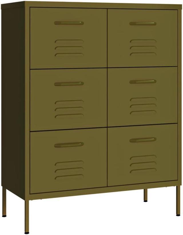 Alt view image 15 of 18 - vidaXL Drawer Cabinet Olive Green Steel Sideboard Cupboard Display Cabinet