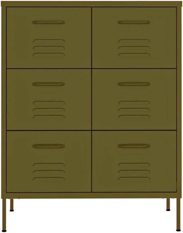Alt view image 16 of 18 - vidaXL Drawer Cabinet Olive Green Steel Sideboard Cupboard Display Cabinet
