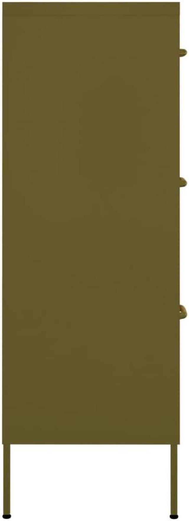Alt view image 17 of 18 - vidaXL Drawer Cabinet Olive Green Steel Sideboard Cupboard Display Cabinet