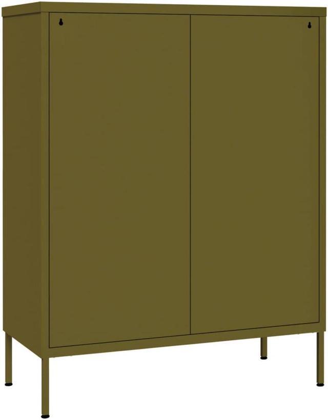 Alt view image 18 of 18 - vidaXL Drawer Cabinet Olive Green Steel Sideboard Cupboard Display Cabinet