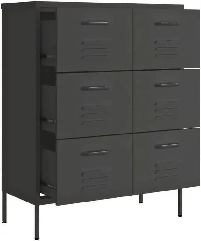 Alt view image 6 of 17 - vidaXL Drawer Cabinet File Cabinet Freestanding Storage Cabinet Black Steel