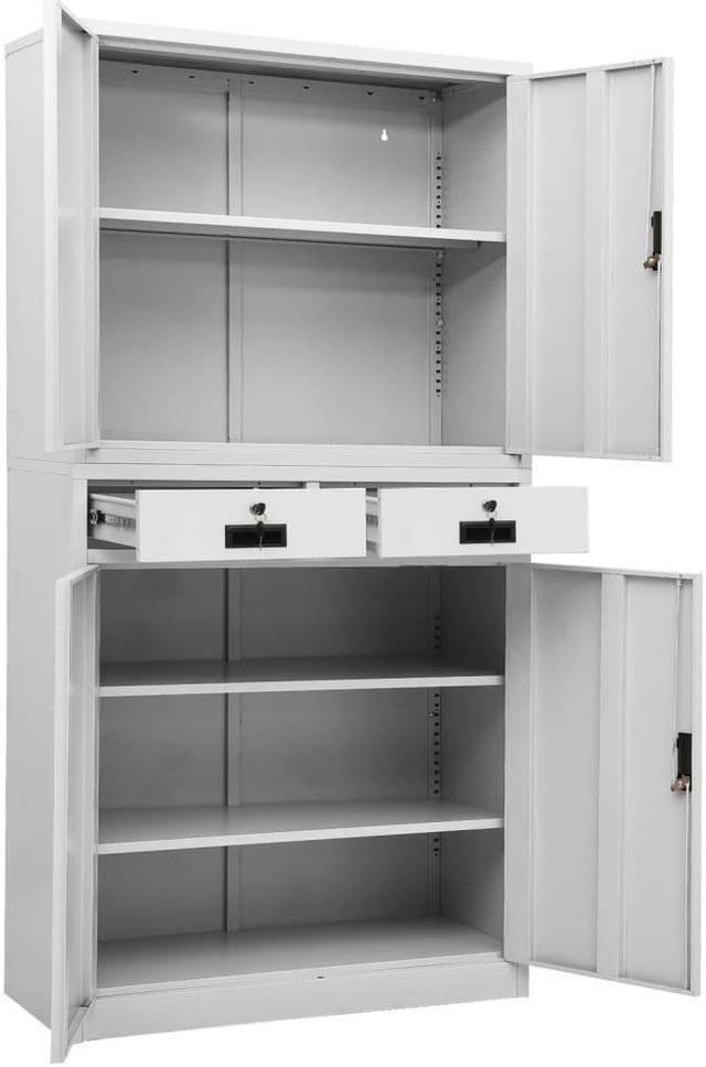Alt view image 5 of 6 - vidaXL Office Cabinet Storage Cabinet Home Display Cabinet Light Gray Steel