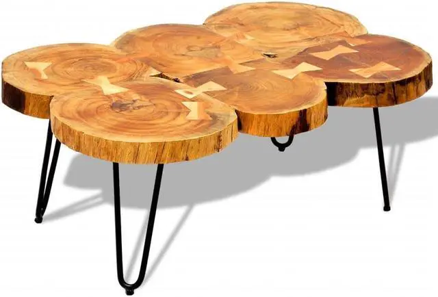 Alt view image 6 of 16 - vidaXL Coffee Table 13.8" 6 Trunks Solid Sheesham Wood