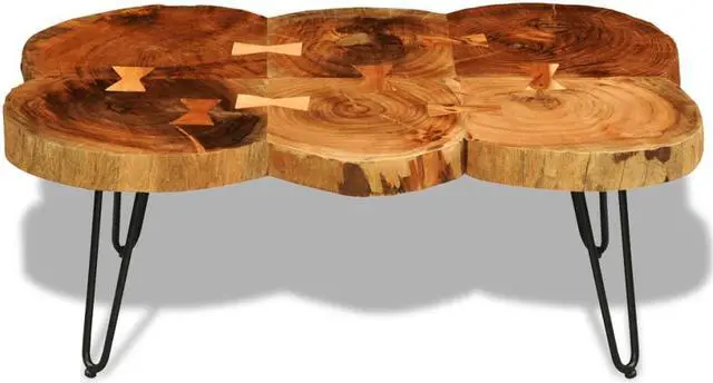 Alt view image 7 of 16 - vidaXL Coffee Table 13.8" 6 Trunks Solid Sheesham Wood