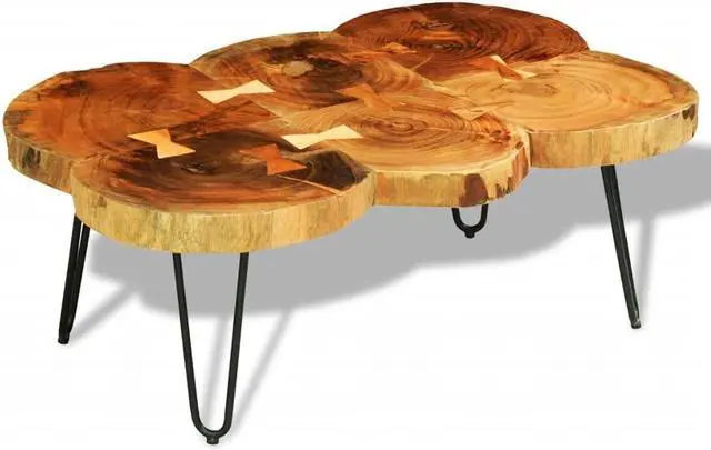Alt view image 8 of 16 - vidaXL Coffee Table 13.8" 6 Trunks Solid Sheesham Wood