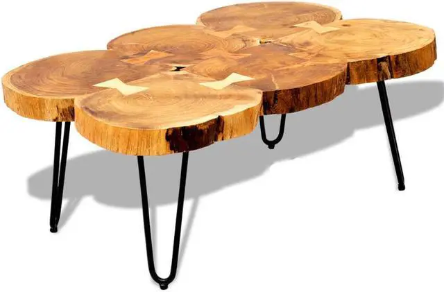 Alt view image 9 of 16 - vidaXL Coffee Table 13.8" 6 Trunks Solid Sheesham Wood