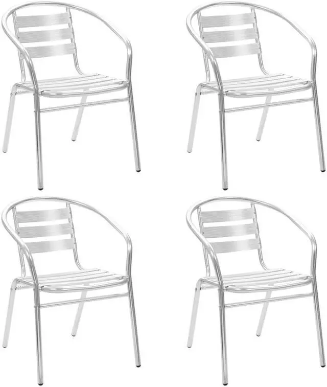 Alt view image 8 of 13 - vidaXL 5 Piece Patio Dining Set Aluminum Silver