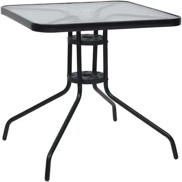 Alt view image 12 of 18 - vidaXL Patio Table Outdoor Dining Garden Table for Front Porch Black Steel