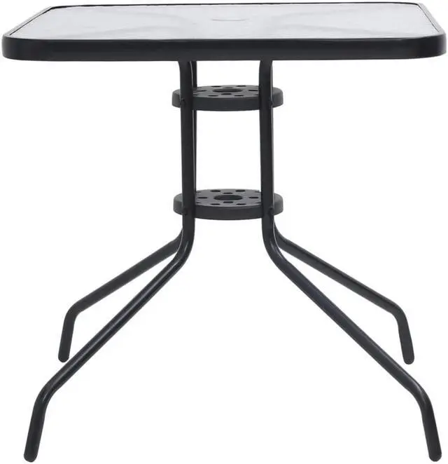 Alt view image 13 of 18 - vidaXL Patio Table Outdoor Dining Garden Table for Front Porch Black Steel