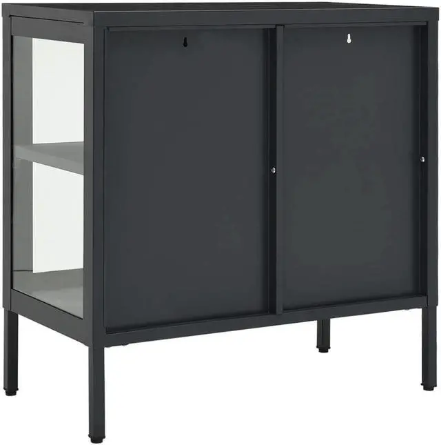 Alt view image 17 of 17 - vidaXL Sideboard Anthracite 27.6" Steel and Glass Storage Cabinet Furniture