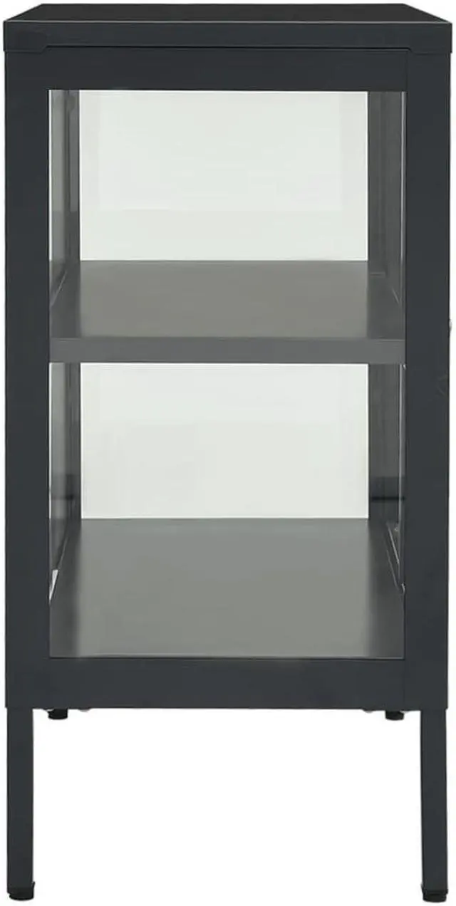 Alt view image 16 of 17 - vidaXL Sideboard Anthracite 27.6" Steel and Glass Storage Cabinet Furniture