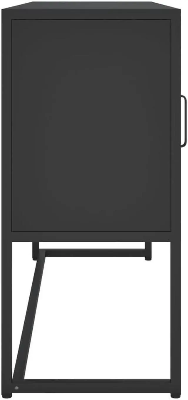 Alt view image 6 of 18 - vidaXL Sideboard Side Table with Adjustable Shelf Black Steel and Tempered Glass