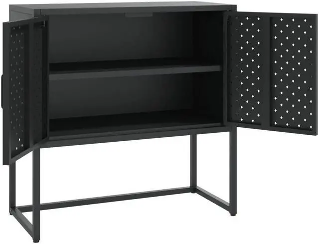 Alt view image 17 of 18 - vidaXL Sideboard Black 29.5" Steel Home Storage Cabinet Side Table Furniture