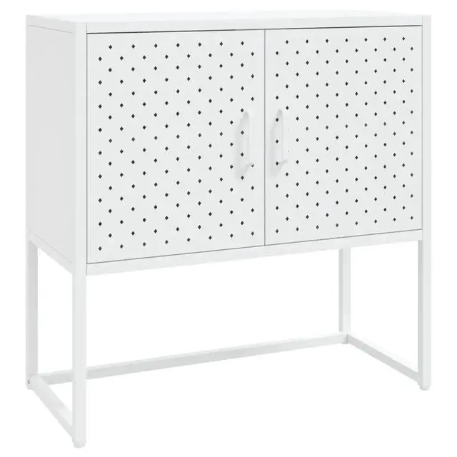 Alt view image 14 of 18 - vidaXL Sideboard White 29.5" Steel Home Storage Cabinet Side Table Furniture