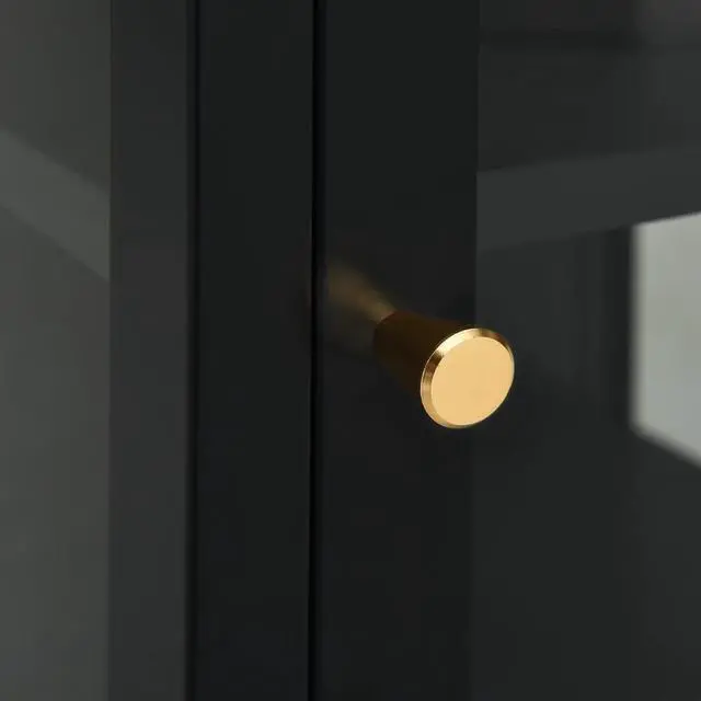 Alt view image 7 of 16 - vidaXL Sideboard Side Table with Adjustable Shelf and Feet Black Steel and Glass