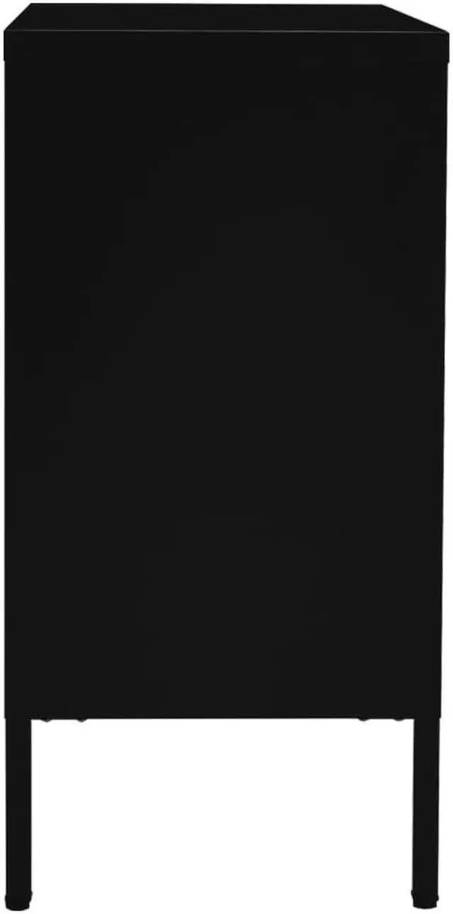 Alt view image 17 of 18 - vidaXL Sideboard Side Table with Adjustable Shelf Black Steel and Tempered Glass