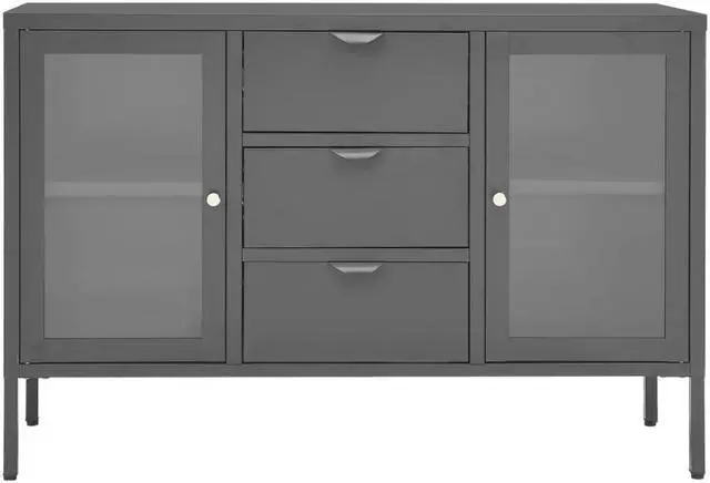 Alt view image 15 of 15 - vidaXL Sideboard Anthracite 41.3" Steel and Tempered Glass Cabinet Furniture