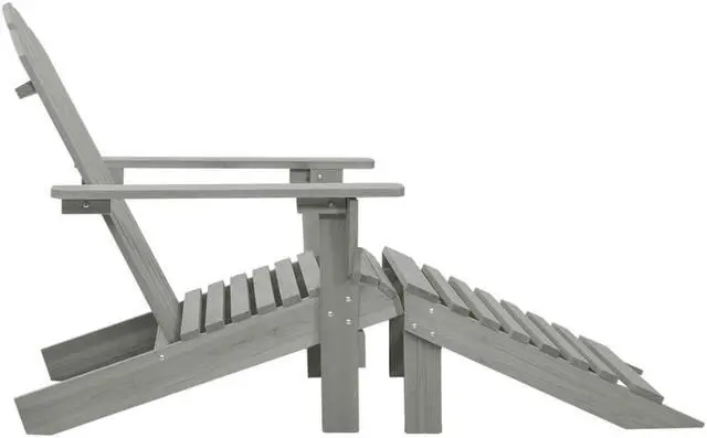 Alt view image 14 of 16 - vidaXL Patio Chair Patio Adirondack Chair with Detachable Ottoman Wood Gray