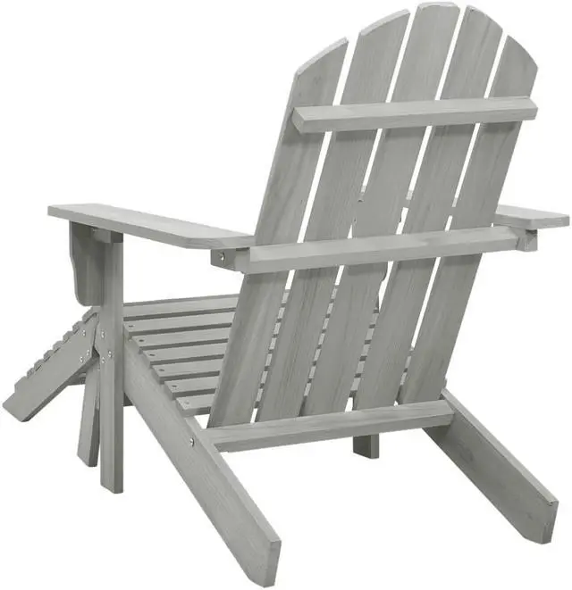 Alt view image 15 of 16 - vidaXL Patio Chair Patio Adirondack Chair with Detachable Ottoman Wood Gray