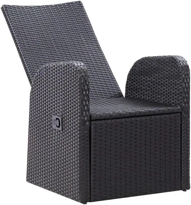 Alt view image 16 of 19 - vidaXL 2x Reclining Patio Chairs with Cushions Poly Rattan Black Meal Seating
