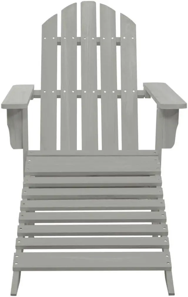Alt view image 13 of 16 - vidaXL Patio Chair Patio Adirondack Chair with Detachable Ottoman Wood Gray