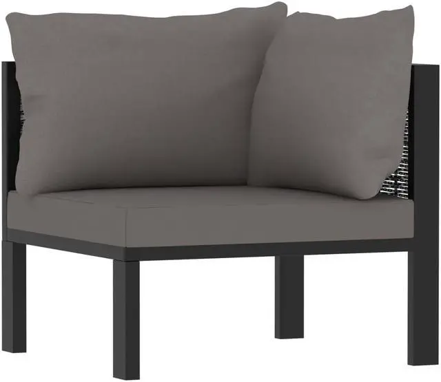 Alt view image 4 of 10 - vidaXL Sectional Corner Sofa with Left Armrest Poly Rattan Anthracite