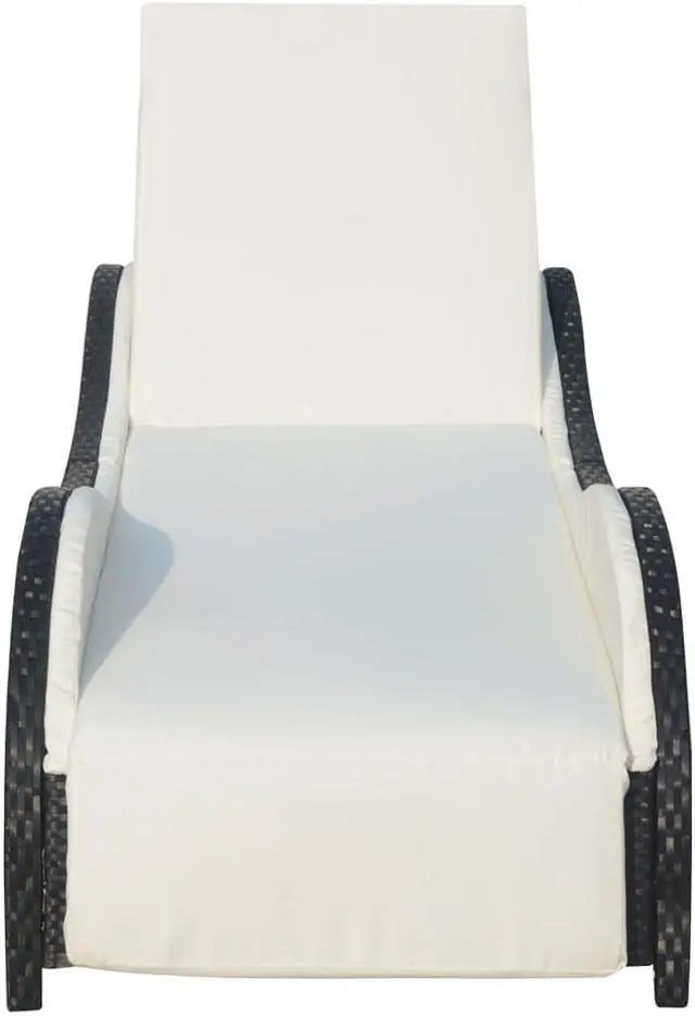 Alt view image 12 of 15 - vidaXL Patio Lounge Chair Outdoor Chaise Lounge with Cushion Poly Rattan Black