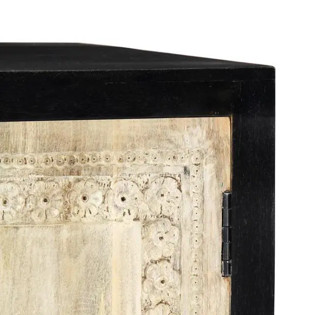 Alt view image 10 of 10 - vidaXL Hand Carved Side Cabinet Gray 29.5"x13.8"x23.6" Solid Mango Wood